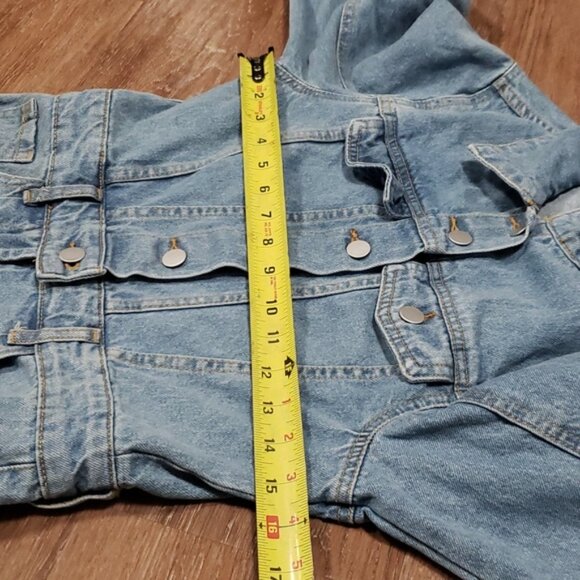 (XS) SHEIN Full Length Denim Jumpsuit Coveralls Farmhouse Outdoors Lightwash - Picture 6 of 13